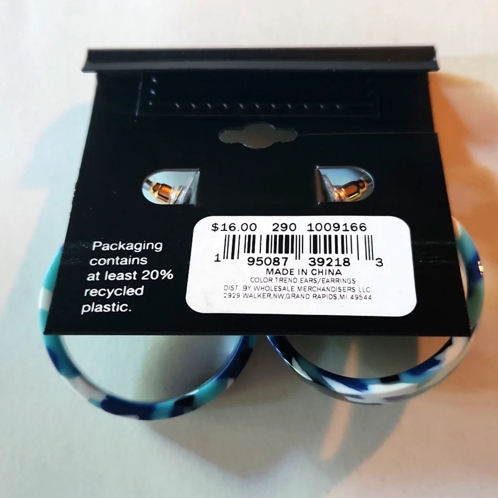 Ophelia Roe Blue Acrylic Hoop Earrings NWT